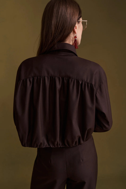 Hevron Bree Jacket, classic collared jacket with blouson shape, center-front zipper jacket, tailored jacket, women's outerwear