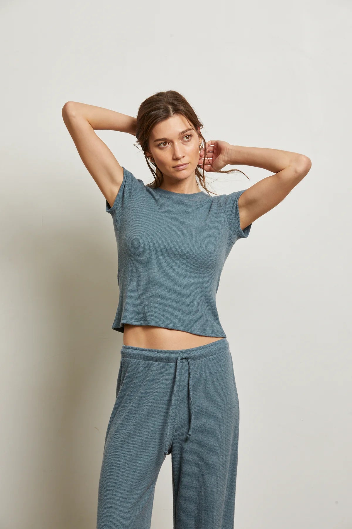 Perfect White Tee Mindy Brushed Waffle SS Crew, short sleeved shirt, shirt, waffle knit, crew neck top, women's clothing