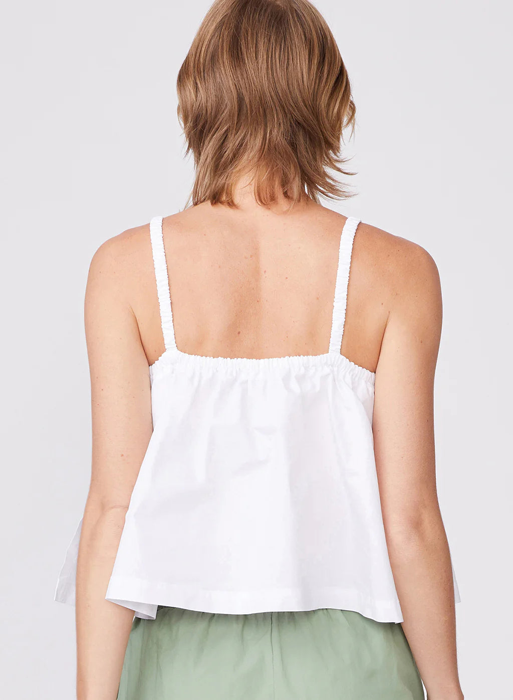 Stateside Structured Poplin Swing Top, Fun Top, Summer Top, White top, Strappy top, women's clothing