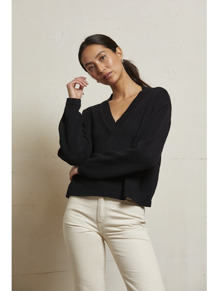 Perfect White Tee Addie V-Neck Cotton Sweater