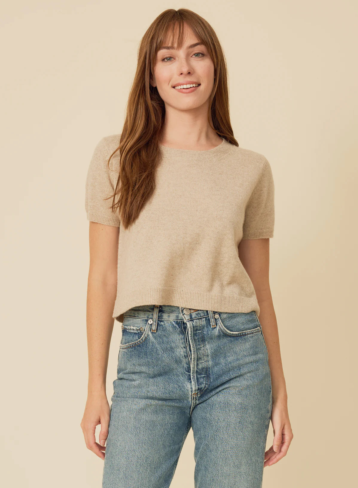 One Grey Day Kadri Cashmere Tee, sweater tee, cashmere tee, cashmere, tee shirt, short sleeved sweater, women's clothing