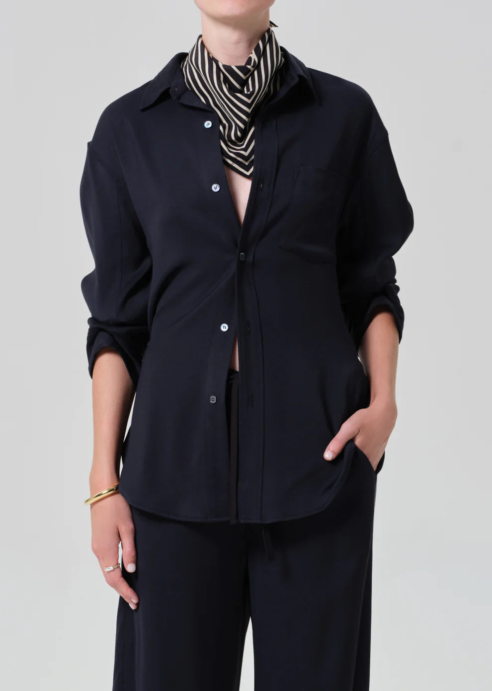 Citizens of Humanity Kayla in Portofino Twill, button-up shirt, long-sleeve collared top, women's clothing