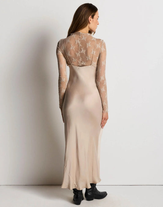 RE/DONE Claire Slip Dress with spaghetti straps and made with silk-tencel blend, women's dresses