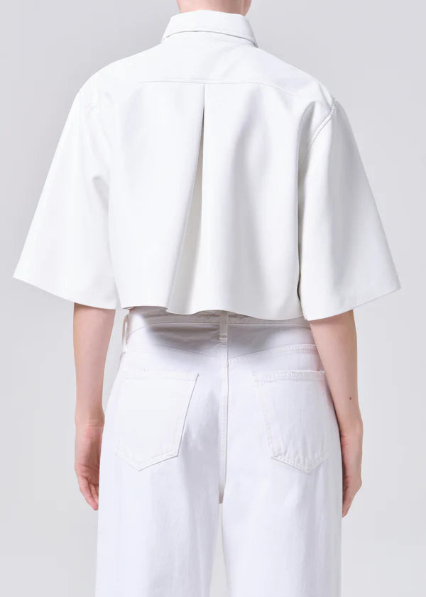 AGOLDE Tomine Shirt, cropped button down shirt, shirt, short sleeved button down, women's clothing