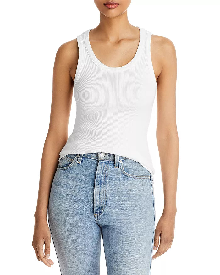 AGOLDE Poppy Scoop Neck Tank, tank top, ribbed tank, shirt, white tank top, women's clothing
