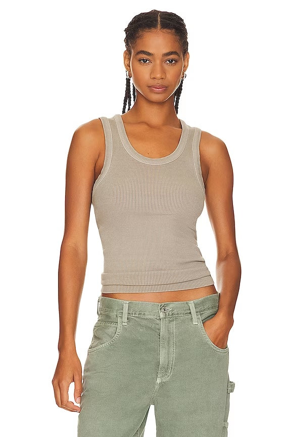 AGOLDE Poppy Scoop Neck Tank, tank top, ribbed tank, shirt, fitted tank, women's clothing