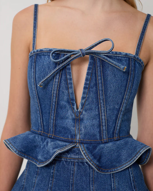 AKNVAS Carmi Denim Top, Bustier top, fun top, denim top, women's clothing