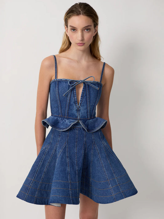 AKNVAS Kalle Skirt, denim skirt, mini skirt, denim godet skirt, women's clothing