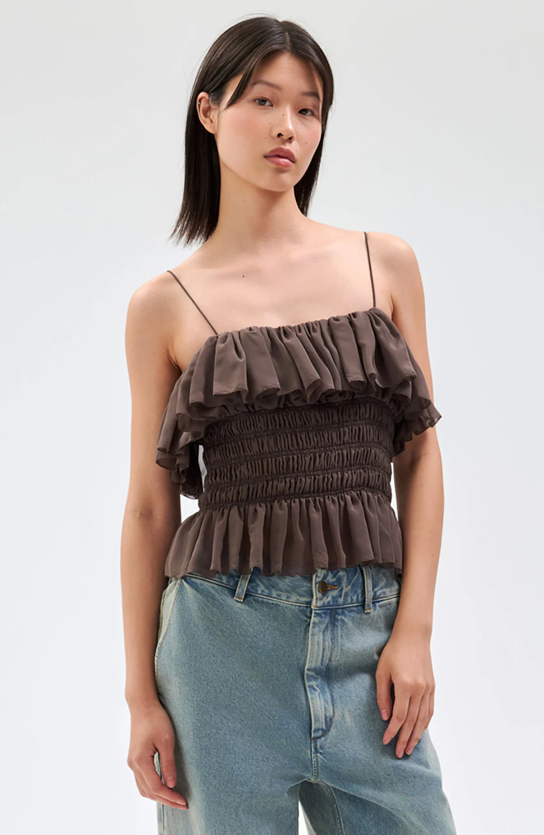 Ronny Kobo Alexi Top, rouched top, spaghetti strap top, fun top, women's clothing
