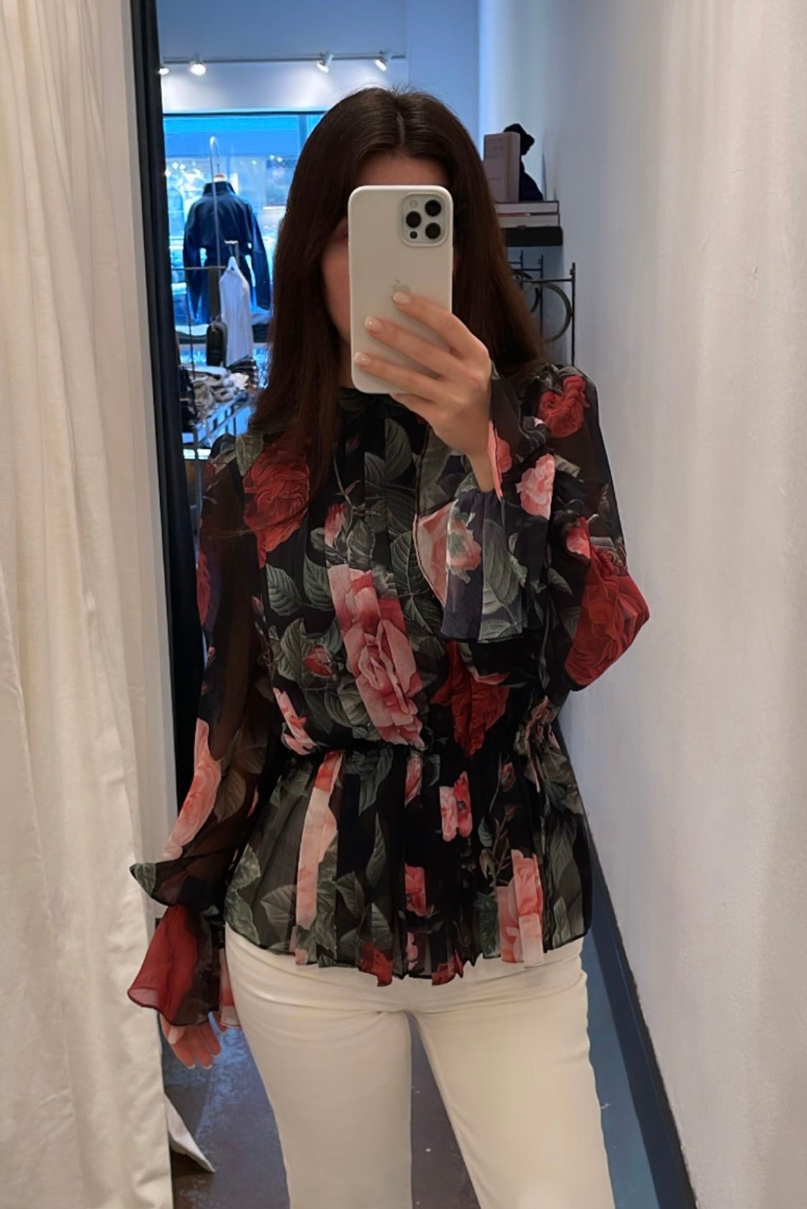 Hemant & Nandita Floral Pleat Long Sleeve Top