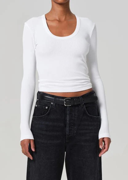 Citizens of Humanity Mara U-Neck, long sleeved shirt, top, fitted top, u-neck shirt, long sleeve, women's clothing