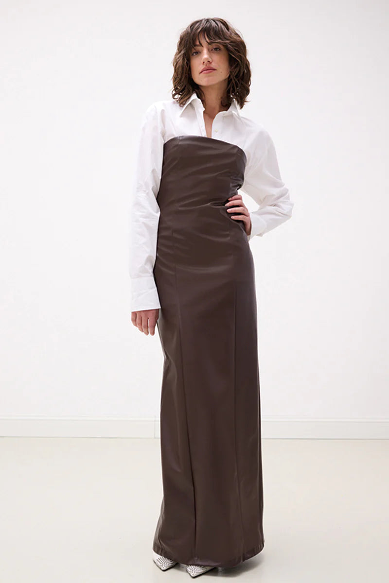 CHPTR-S Divine Dress, strapless dress, floor length dress, vegan leather dress, women's clothing