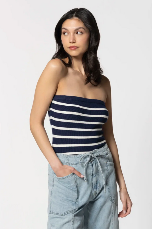 Dèluc Milan Strapless Knit Top, strapless top, tube top, striped top, women's clothing