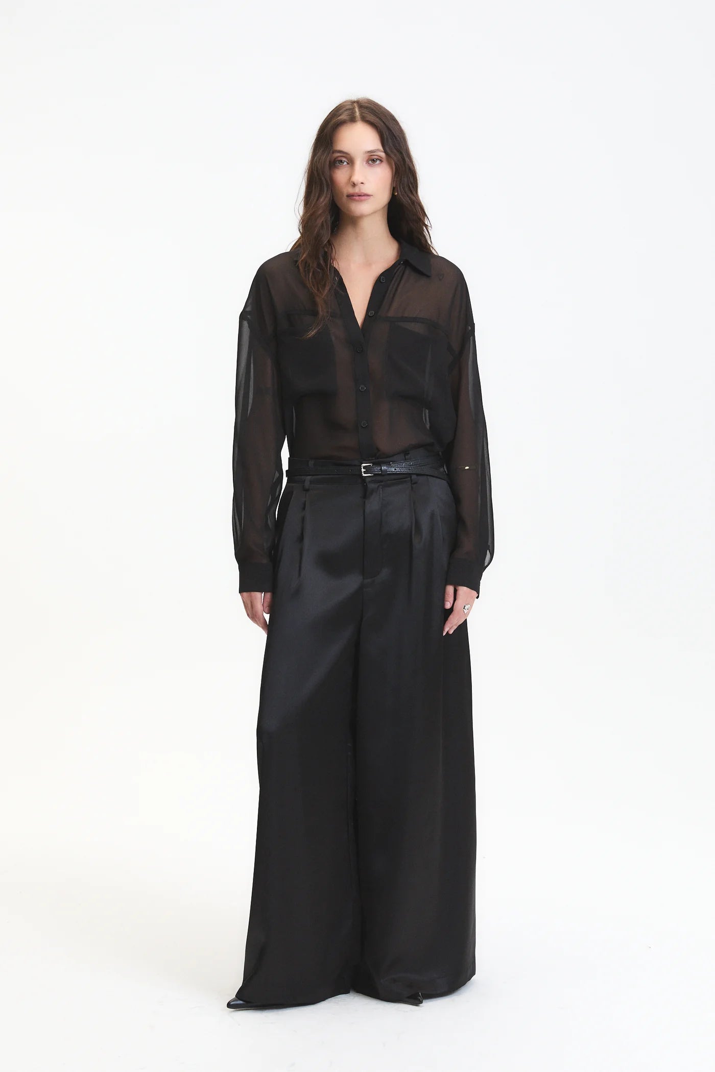 Dèluc Otto Pants, satin wide leg pants, dress pants, black dressy pants, women's clothing