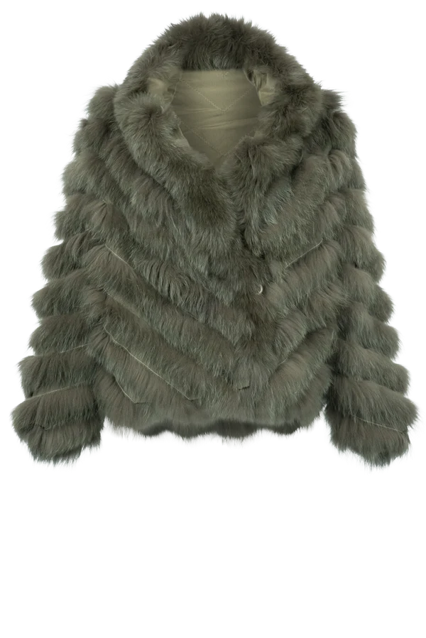 Diomi Design Silk/Fox Double Breasted Bomber