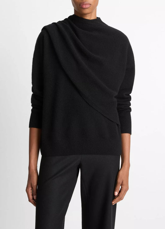 Vince Draped Crew Neck, draped shawl cashmere sweater, sweater, women's clothing