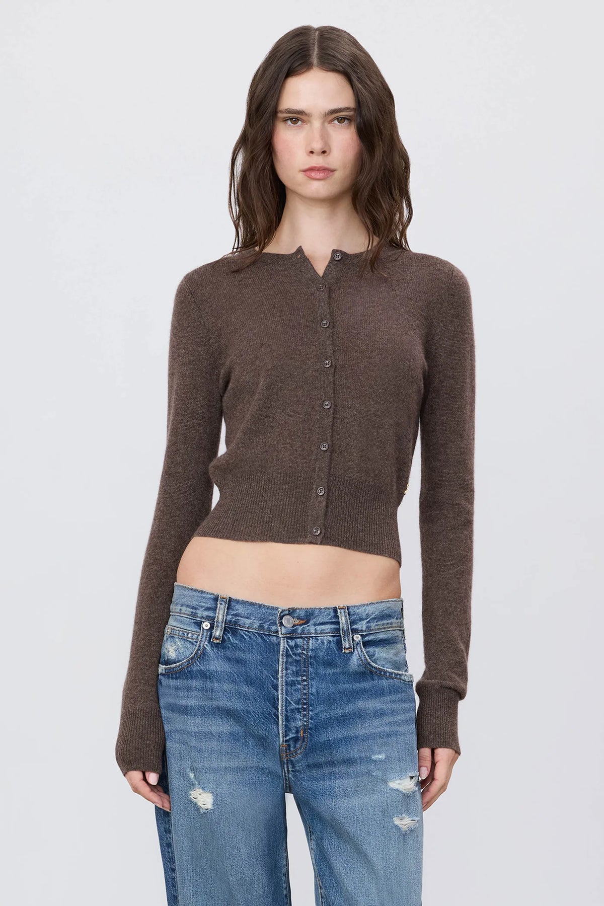 ÉTERNE Reese Sweater made with ultra-soft cashmere, offering a slim fit and slightly cropped length, cardigan sweater, women's clothing