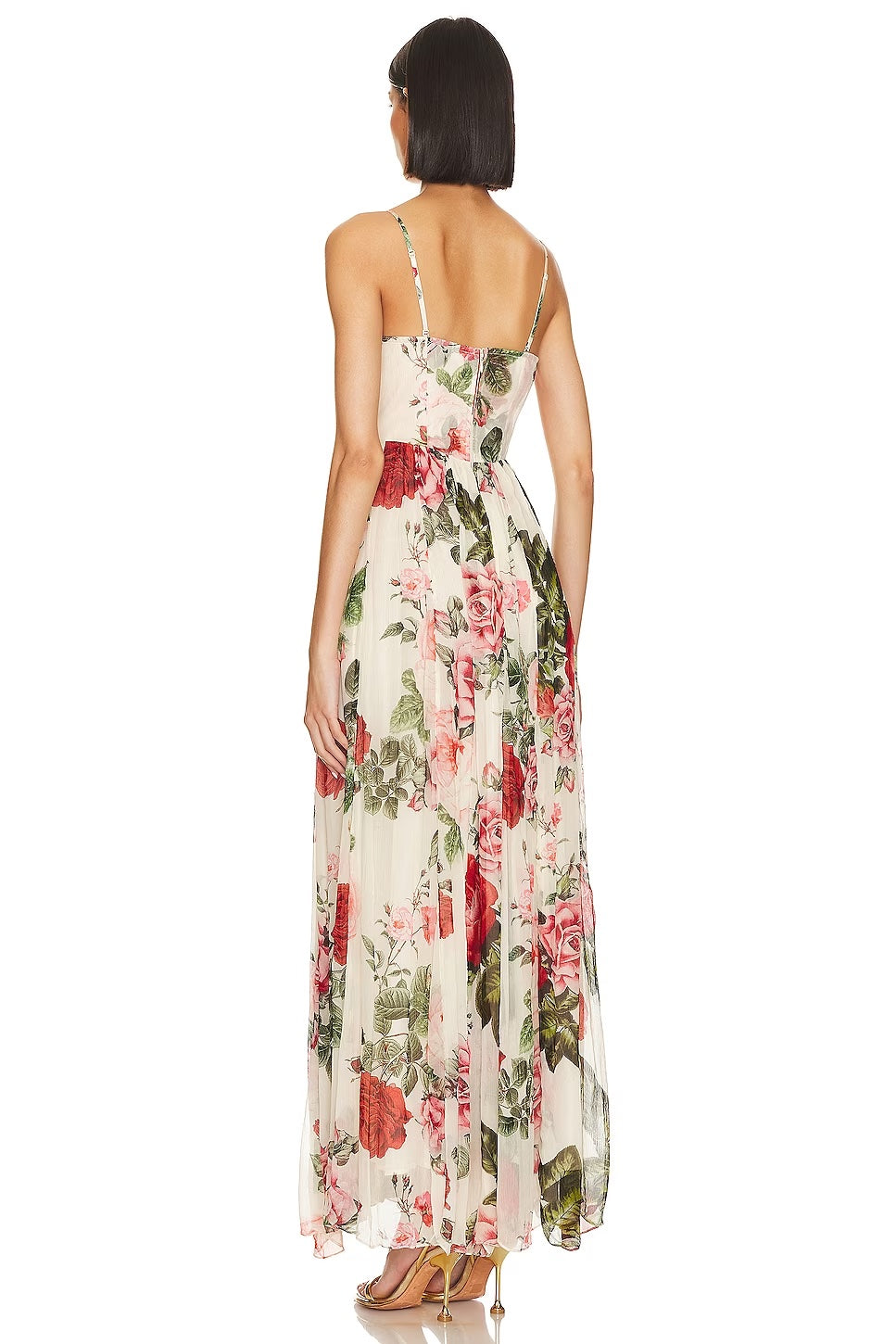 Hemant & Nandita Rose Print Long Dress, floral dress, dress, resort wear, women's clothing