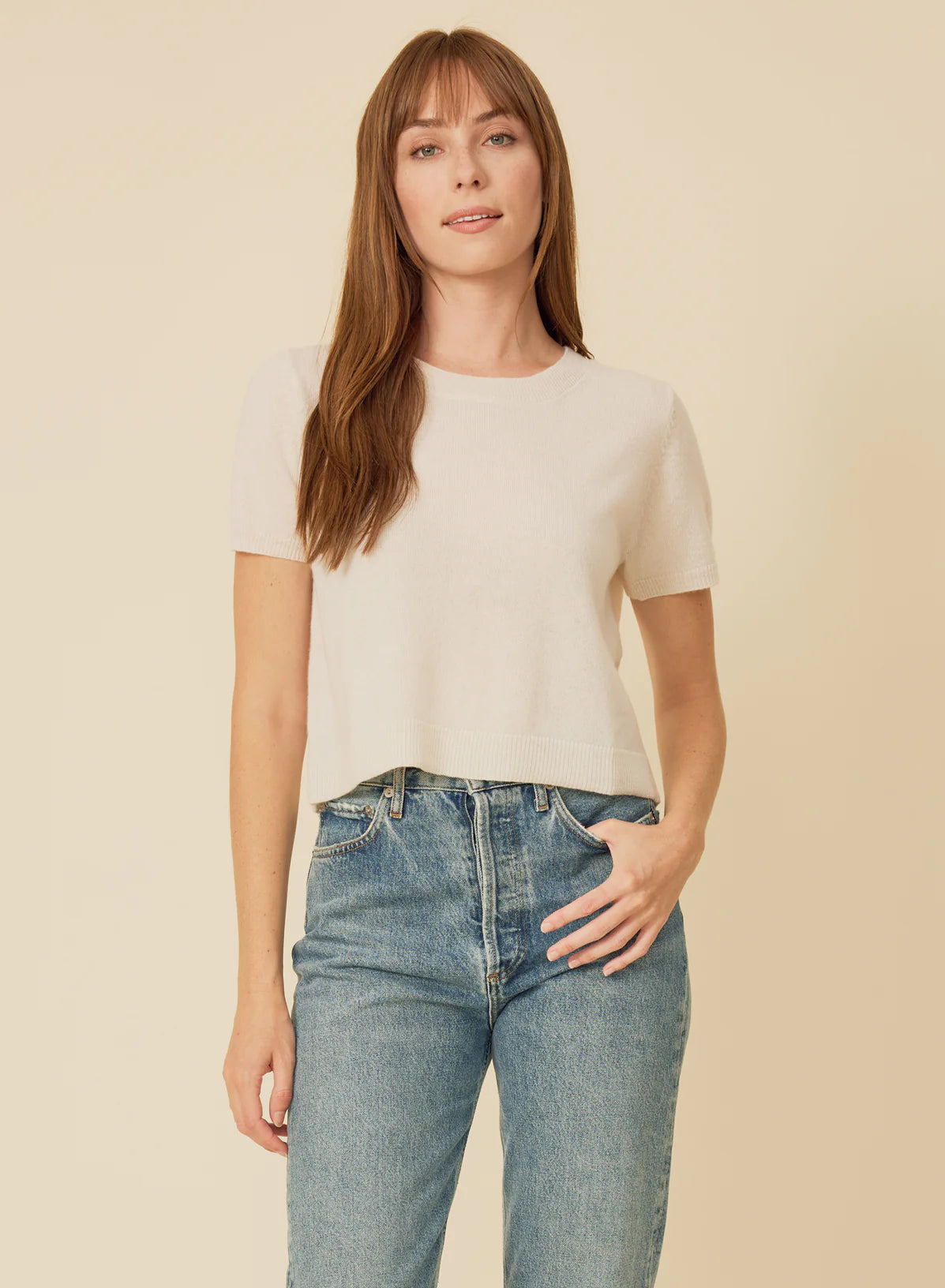 One Grey Day Kadri Cashmere Tee, sweater tee, cashmere tee, cashmere, tee shirt, short sleeved sweater, women's clothing