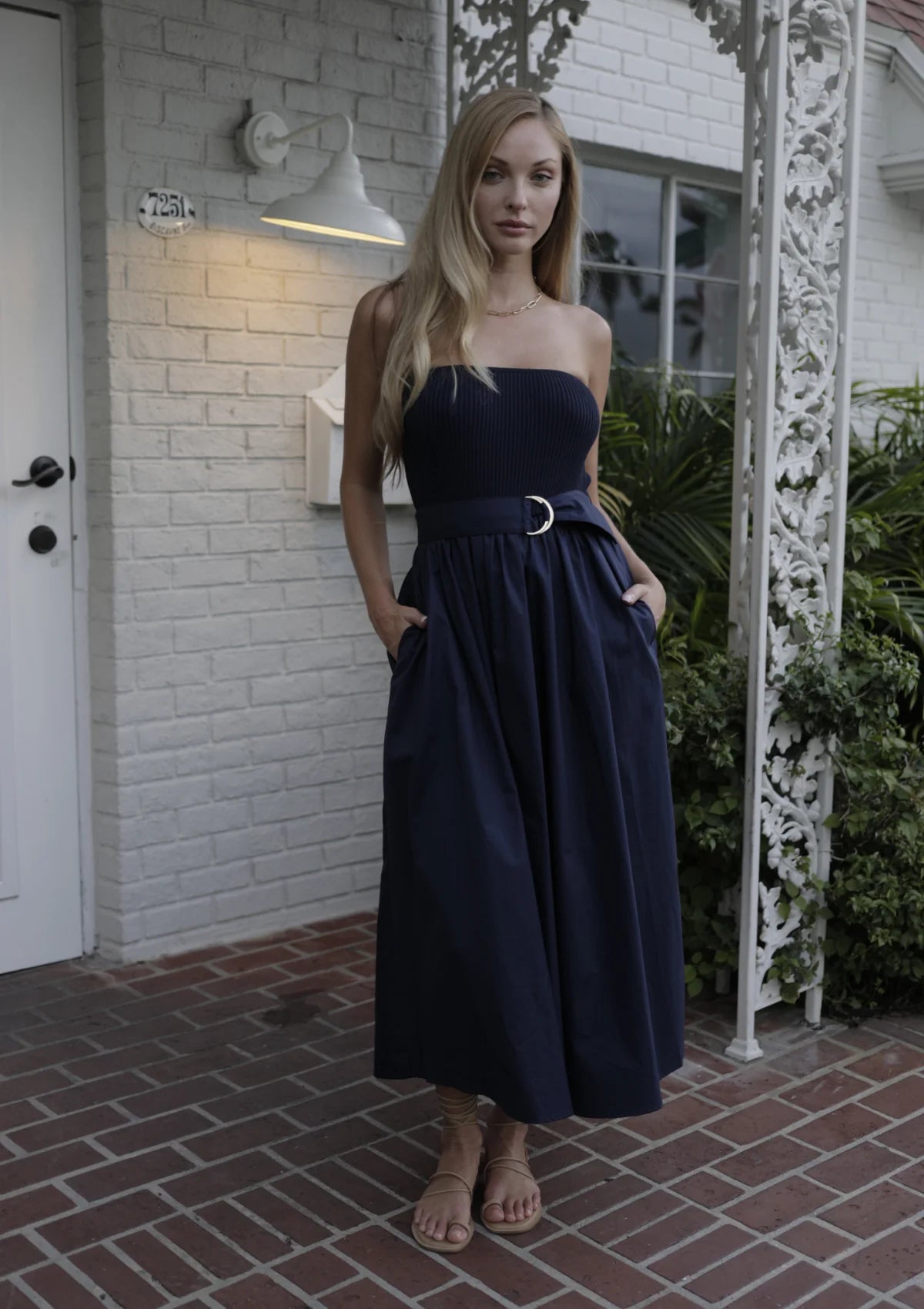 Karina Grimaldi Ines Knit Combo Dress, strapless dress, midi dress, sundress, women's clothing