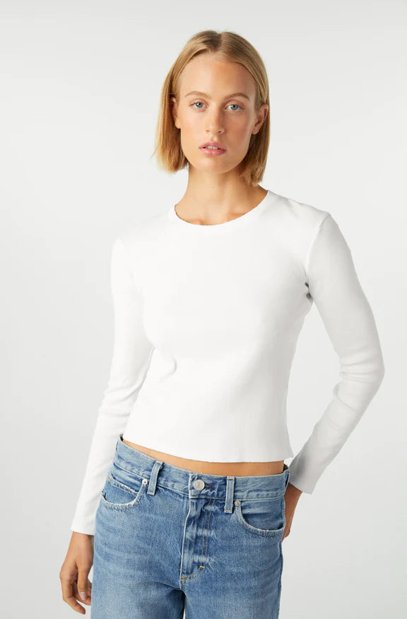 AMO Slim Rib Tee, cropped, ribbed, long sleeve t-shirt, women's clothing