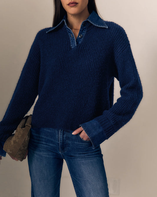 Le Jean Harvey Sweater, polo sweater, sweater, collared sweater, women's clothing
