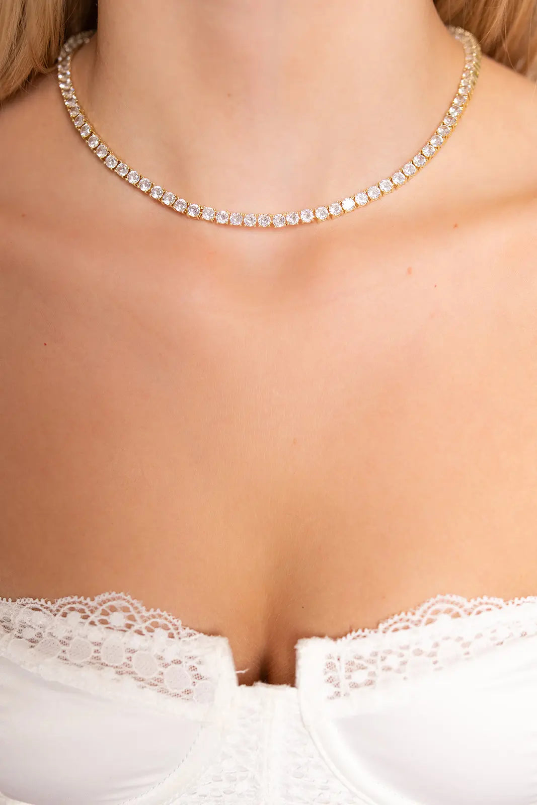 MKYNZE Aurea 16" Necklace, simulated diamond necklace, necklace, accessories, women's jewelry