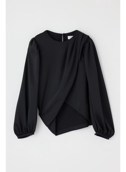 MV Drape Crossover Blouse, long sleeved blouse, wrap like shirt, dressy shirt, women's clothing