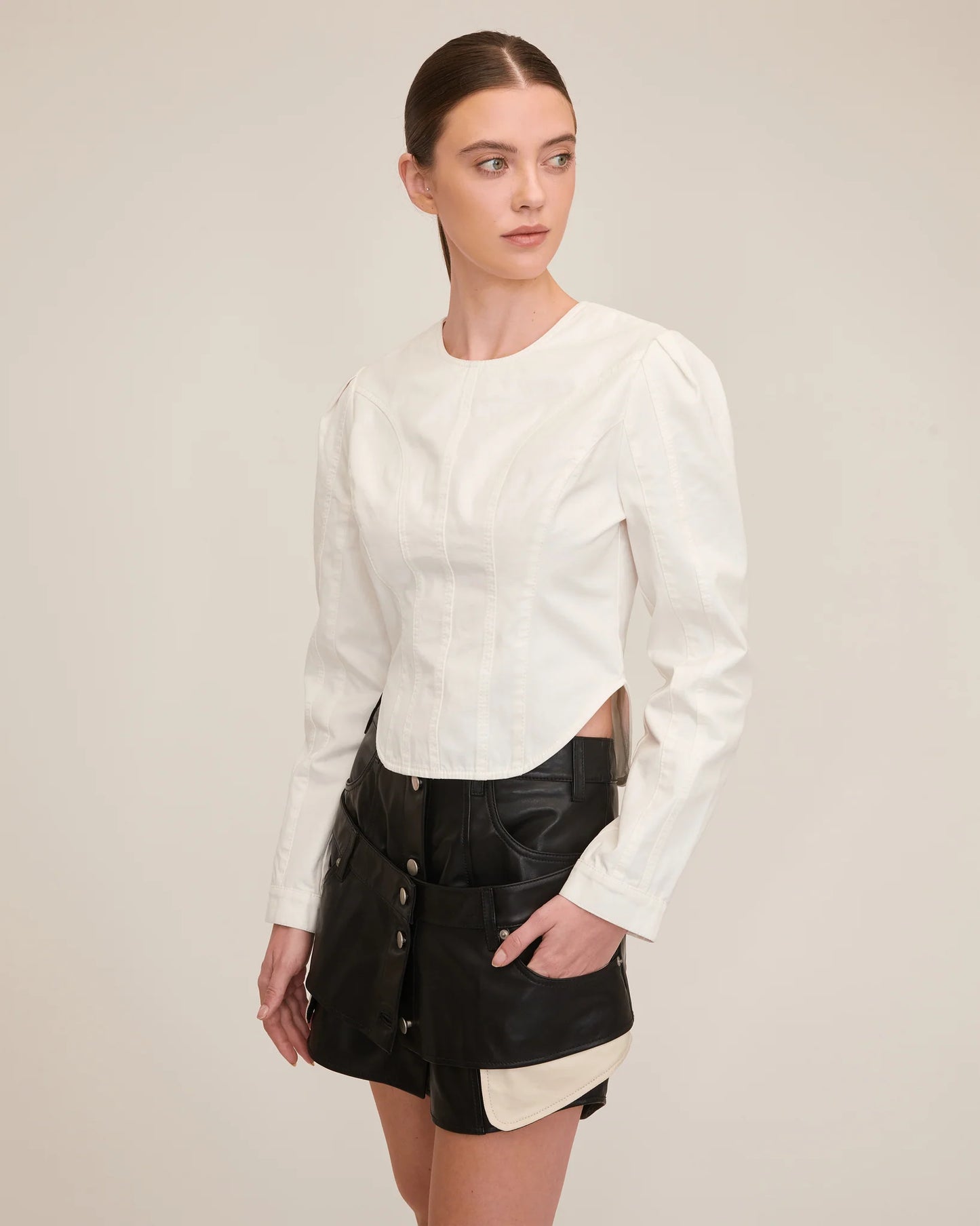 Marissa Webb Lucy Seamed Top, white shirt, fun top, corset styled top, women's clothing