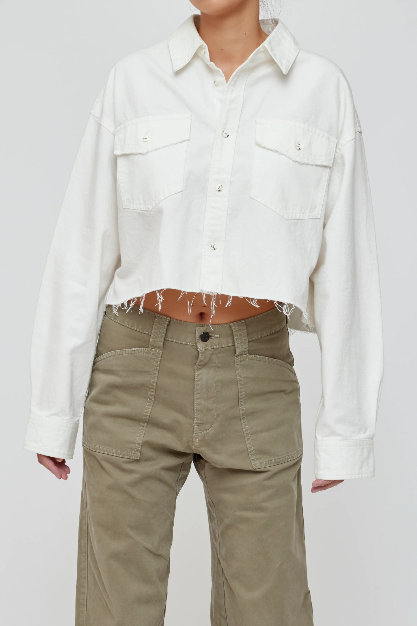 Moussy Bayport Cropped Shirt, cropped denim shirt, denim shirt, cropped shirt, women's clothing