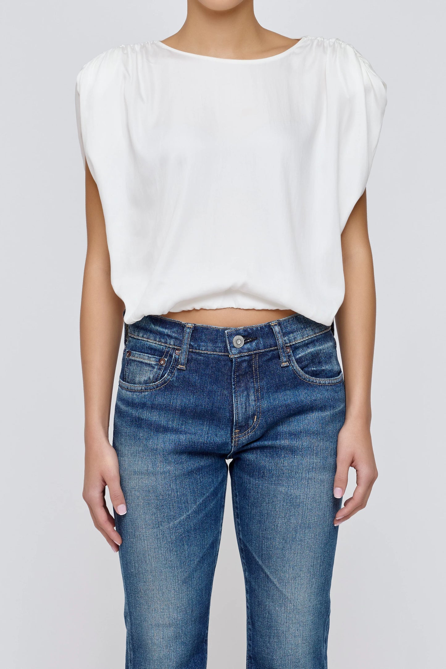 Moussy MV Satin Shell Cap Top, A sleeveless blouse with voluminous drape and effortless versatility, women's clothing