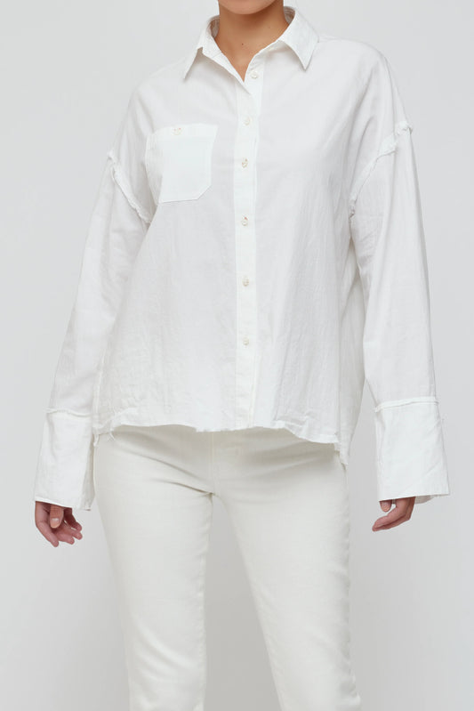 Moussy Middle Length Shirt, button down shirt, white shirt, long sleeved shirt, women's clothing