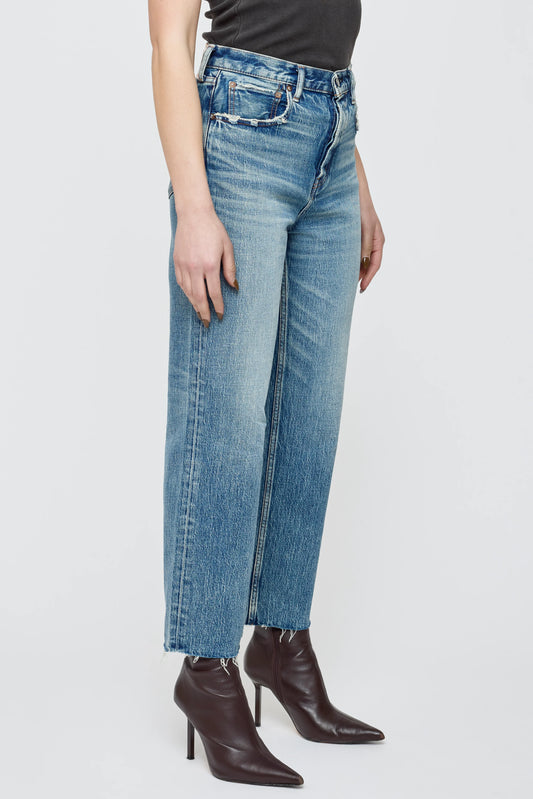 Moussy Plainedge Wide Straight, denim jeans, straight leg denim, high rise denim, women's clothing