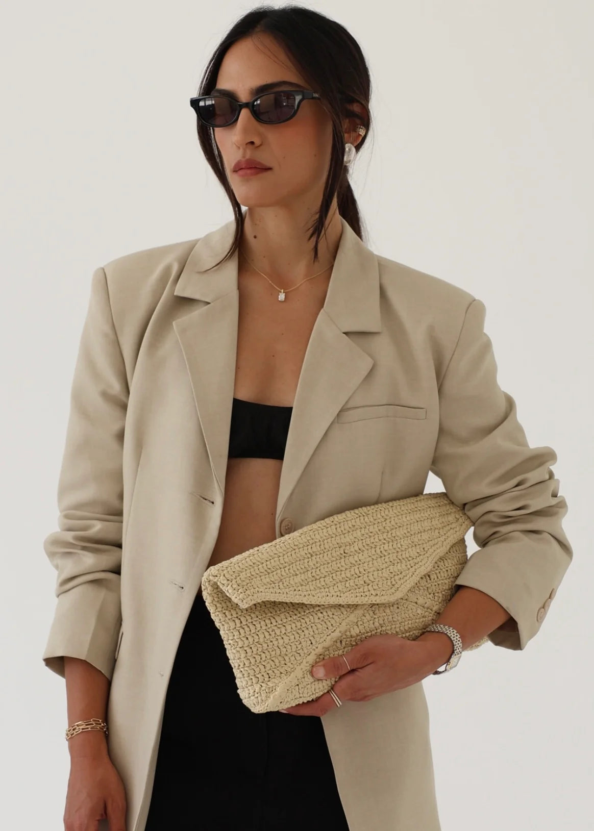 Noam Hazan Como Raffia Clutch, clutch, purse, handbag, bag, women's accessories