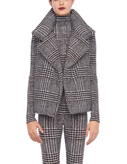 Norma Kamali Print Sleeveless Sleeping Bag Vest, plaid vest, puffer vest, outerwear, women's clothing