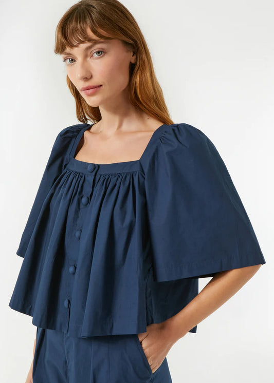 RHODE Gabriel Top square neckline, elbow-length sleeves and a cropped trapeze shape, flattering top, women's clothing