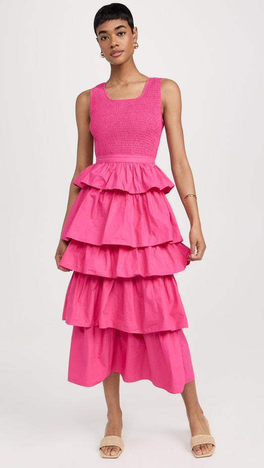 RHODE Nia Dress, midi dress, sleeveless dress, pink dress, sundress, women's clothing