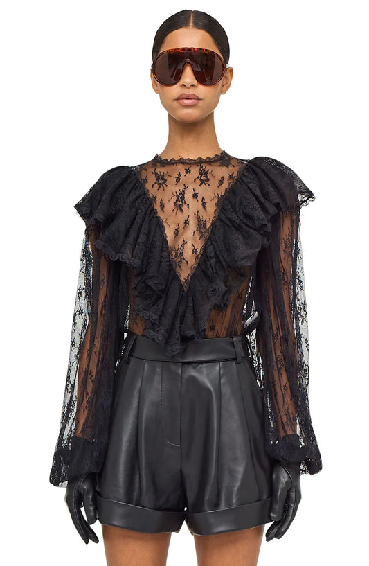 Ronny Kobo Talia Blouse features delicate lace detailing, lace blouse, long sleeve shirt, dressy top, women's clothing