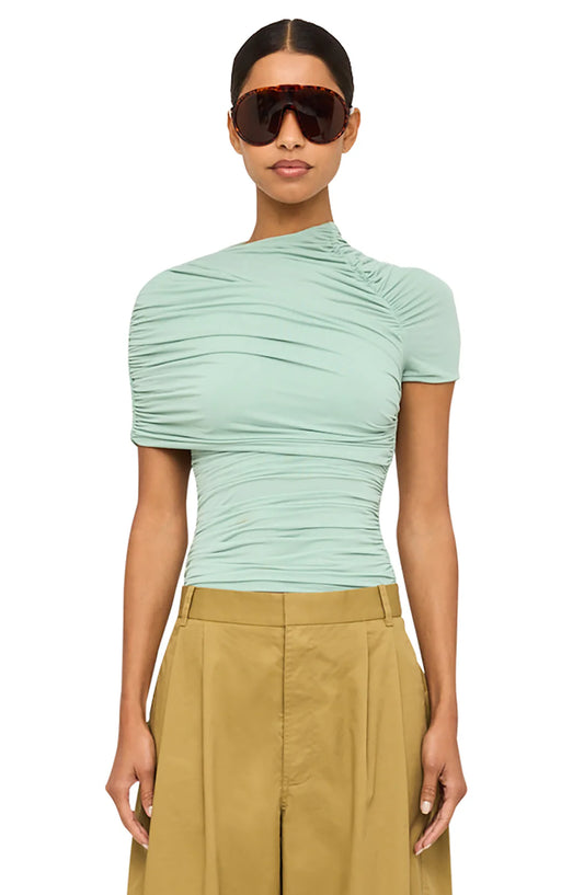 Ronny Kobo Vega Top, sculpted to flatter with a smooth, high-stretch fit, short sleeved top, ruched top, women's clothing