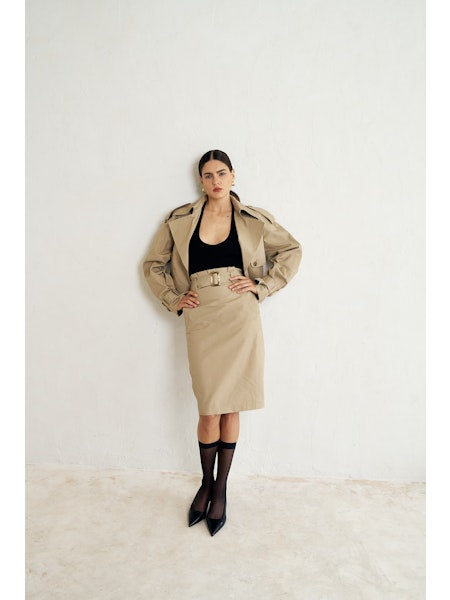 SANS FAFF Chelsea Trench Pencil Skirt, skirt, pencil skirt, midi skirt, women's clothing