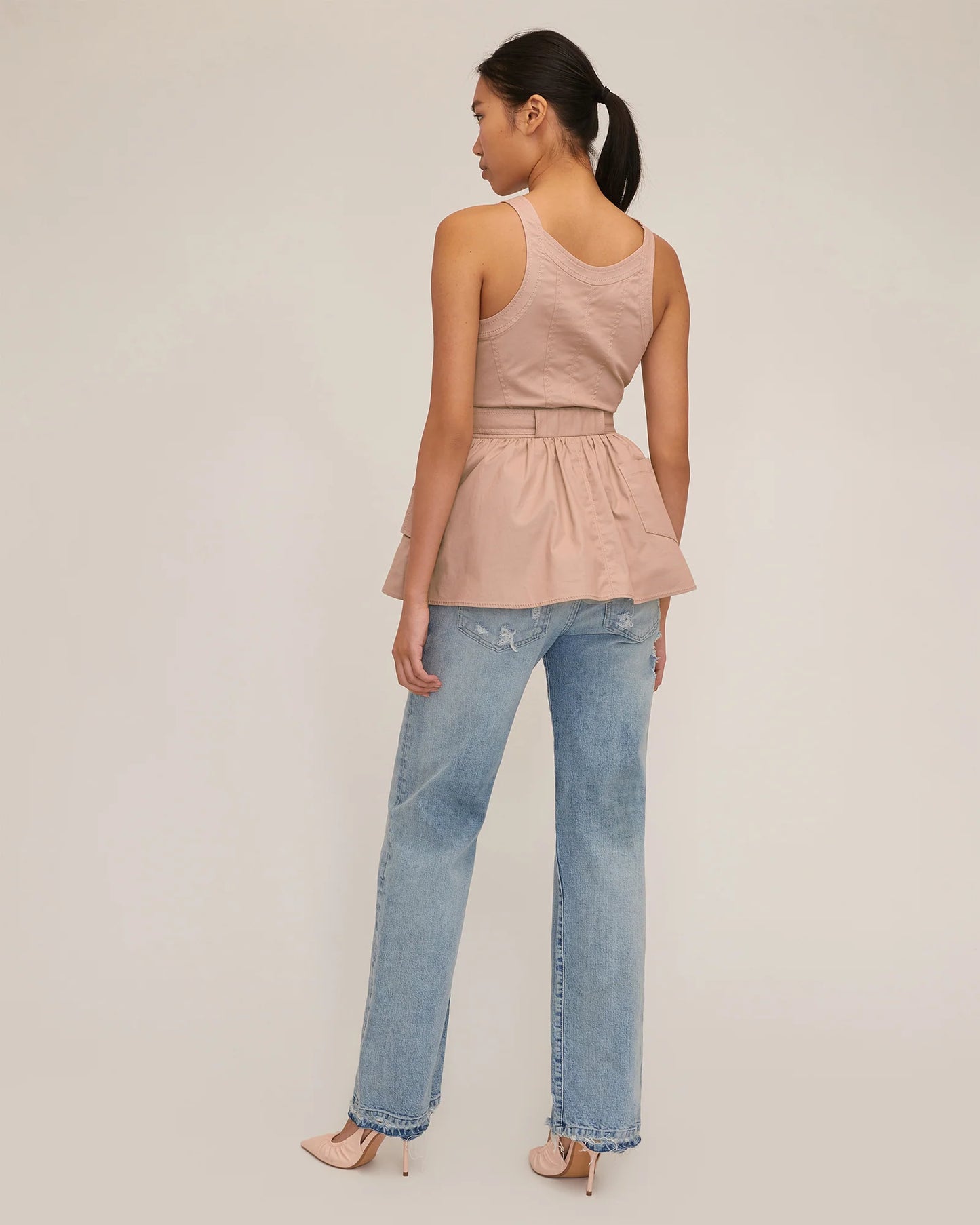 Marissa Webb Brielle Canvas and Tulle Vest, summer top, sleeveless shirt, fun top, women's clothing