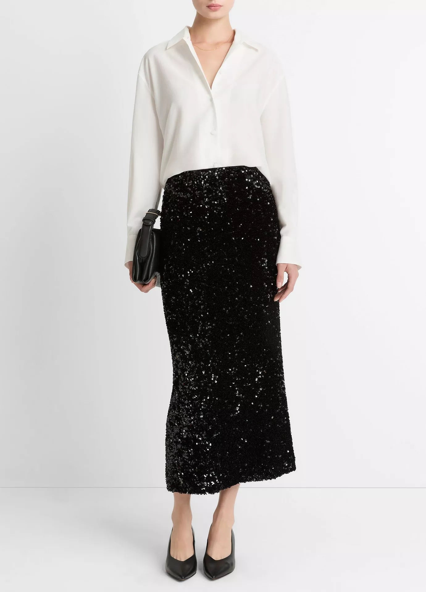 Vince Sequined Velvet Column Skirt, black skirt, sequined skirt, holiday skirt, women's clothing