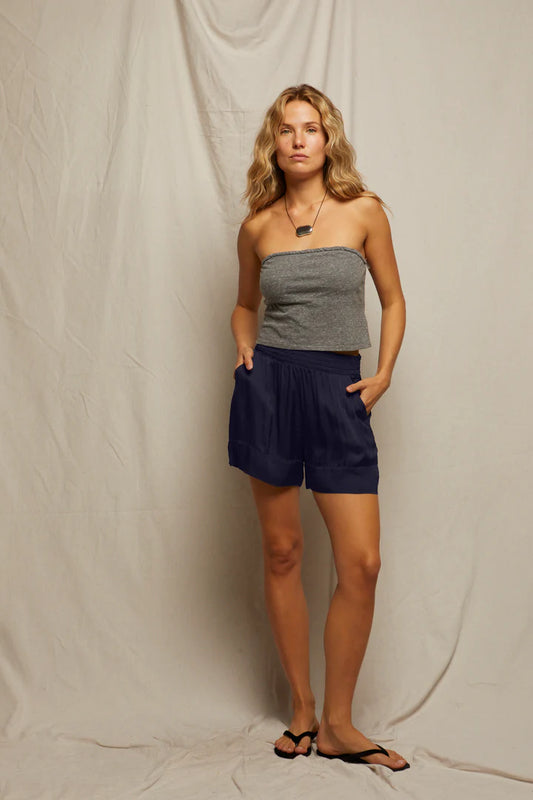 Perfect White Tee Colette Satin Pull On Short, satin shorts, shorts, dress shorts, women's clothing