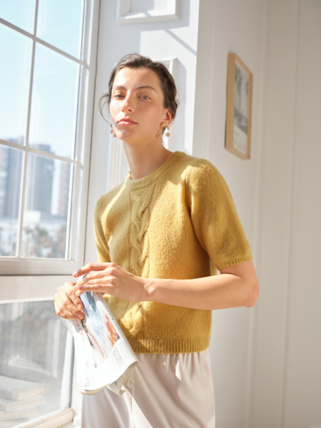 W. Cashmere Juniper Short Sleeved Pullover Sweater, short sleeved sweater, cashmere sweater, tailored sweater, women's clothing