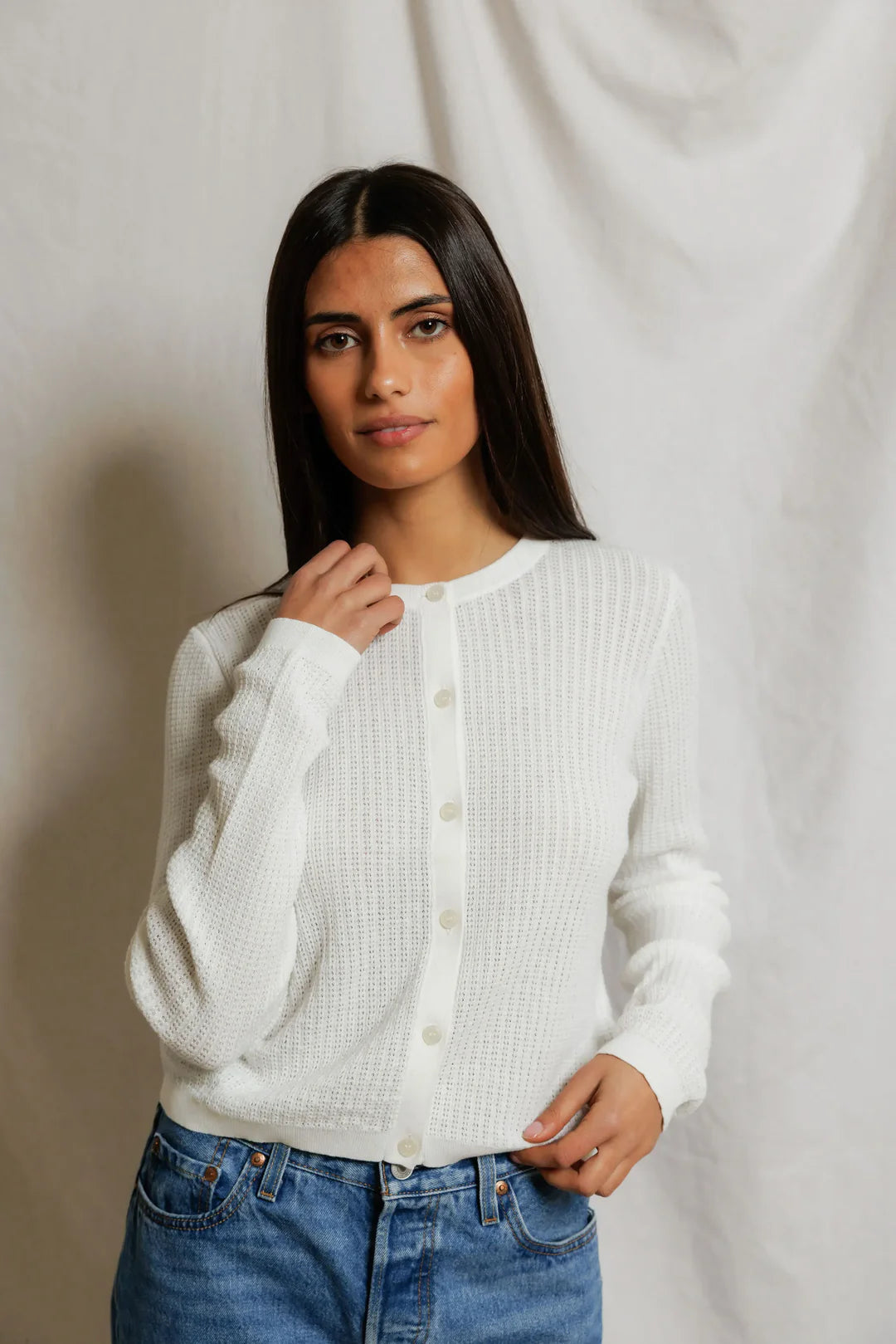 Perfect White Tee Ada Pointelle Cardigan, summer cardigan, lightweight cardigan sweater, women's clothing