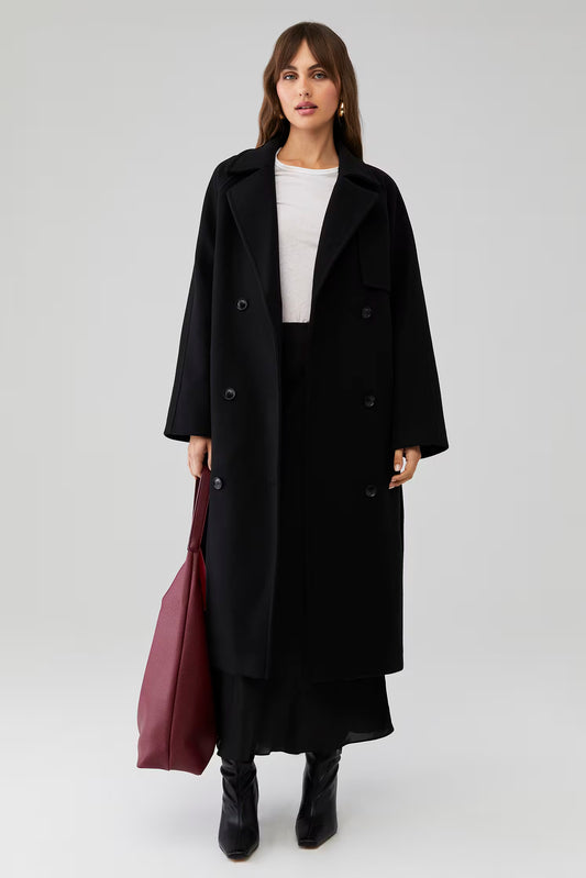 elodie Leighton Coat, long coat, outerwear, black coat, women's clothing