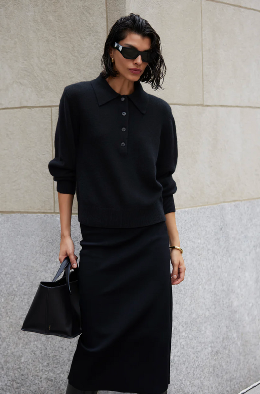 soldout.nyc The Cashmere Polo, cashmere sweater, polo, women's clothing