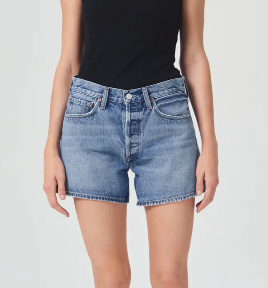 AGOLDE Parker Long Short, jean shorts, hemmed jean shorts, denim shorts, women's clothing