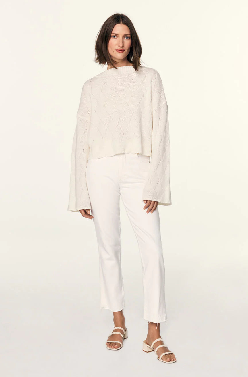 AMO CHLOE CROP denim jean, high rise jean, straight leg denim, cropped jeans, women's clothing, white jeans