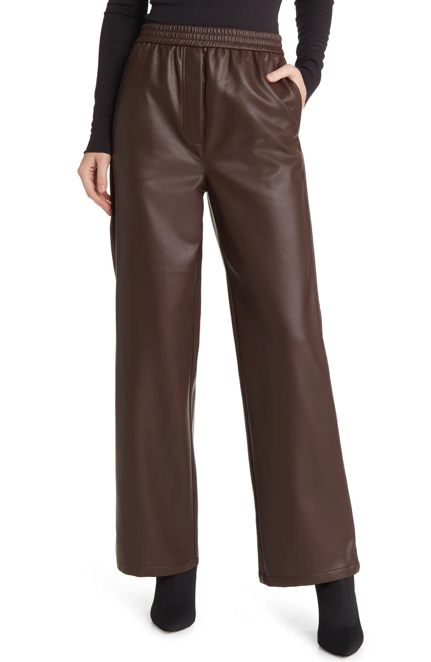 The Range Vegan Leather Wide Leg Pant